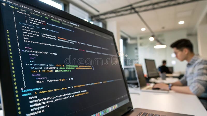 Person coding on a laptop computer, Stock Photo, Generative AI royalty free illustration
