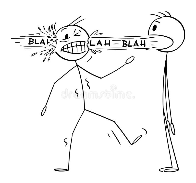 Blah from talking person going through head, vector cartoon stick figure or character illustration. Blah from talking person going through head, vector cartoon stick figure or character illustration.