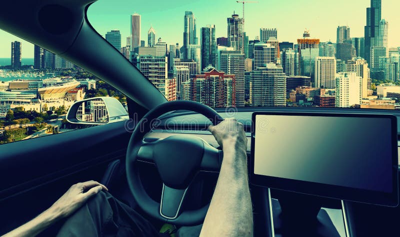 Person driving a new electric vehicle stock photography Person driving a new electric vehicle stock photography