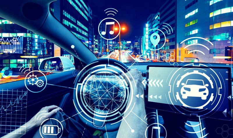 Person driving a new electric vehicle stock photo Person driving a new electric vehicle stock photo