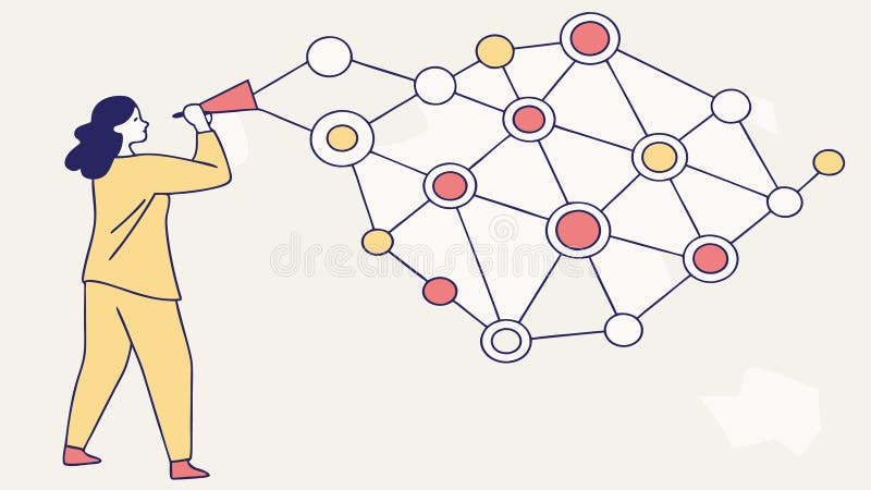 Person engaging with a complex data network, future communication, vector design Generative AI vector illustration
