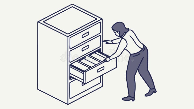 Person Eröffnung Aktenschrank Vector Organisation & Office Vektordesign Generative KI vektor abbildung
