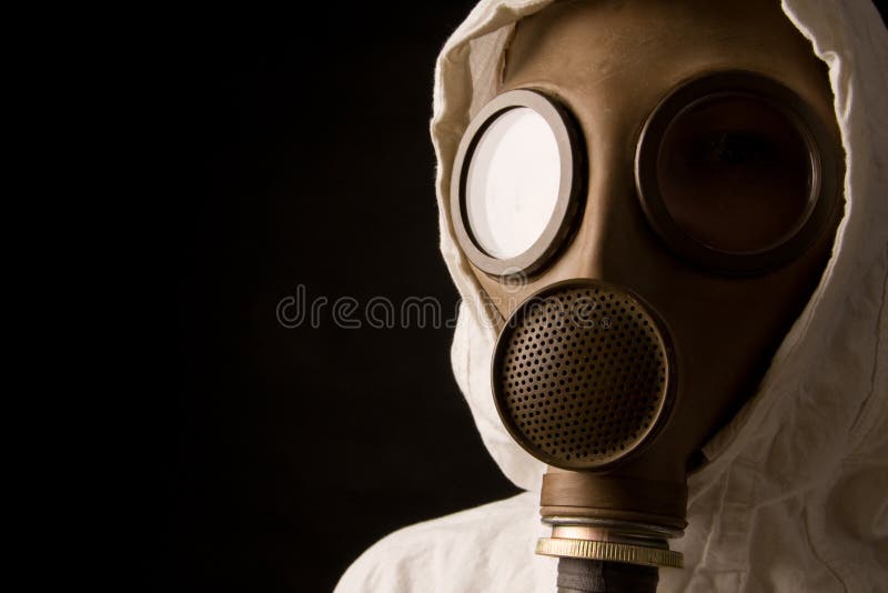 Person in gas mask