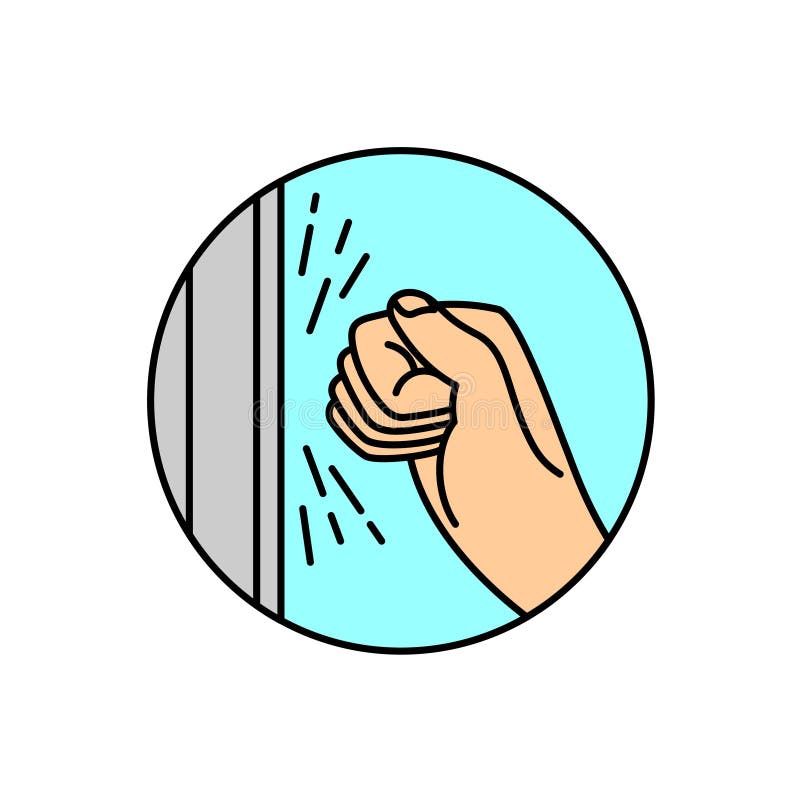 Person hand knocking on door illustration. Please knock icon.