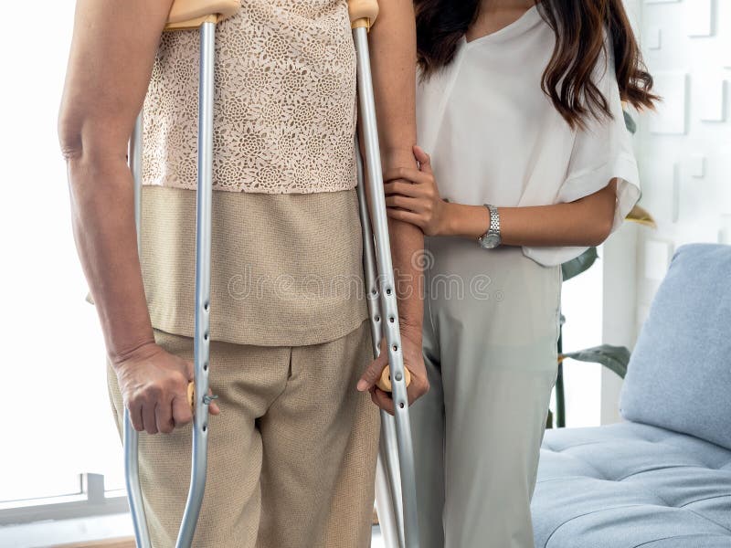 granny with crutch Stock Photo - Alamy