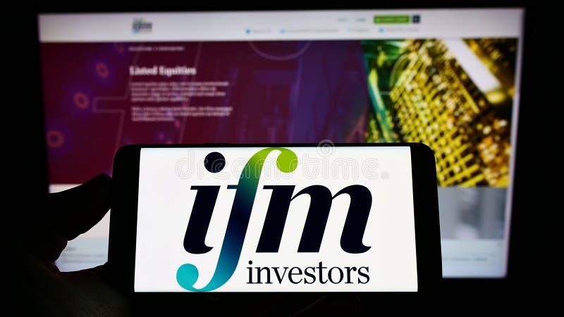 Person Holding Cellphone with Logo of Investment Company IFM Investors ...