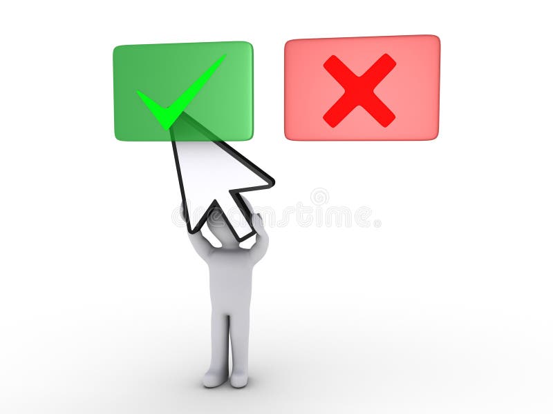 Person holding cursor is selecting green panel stock illustration