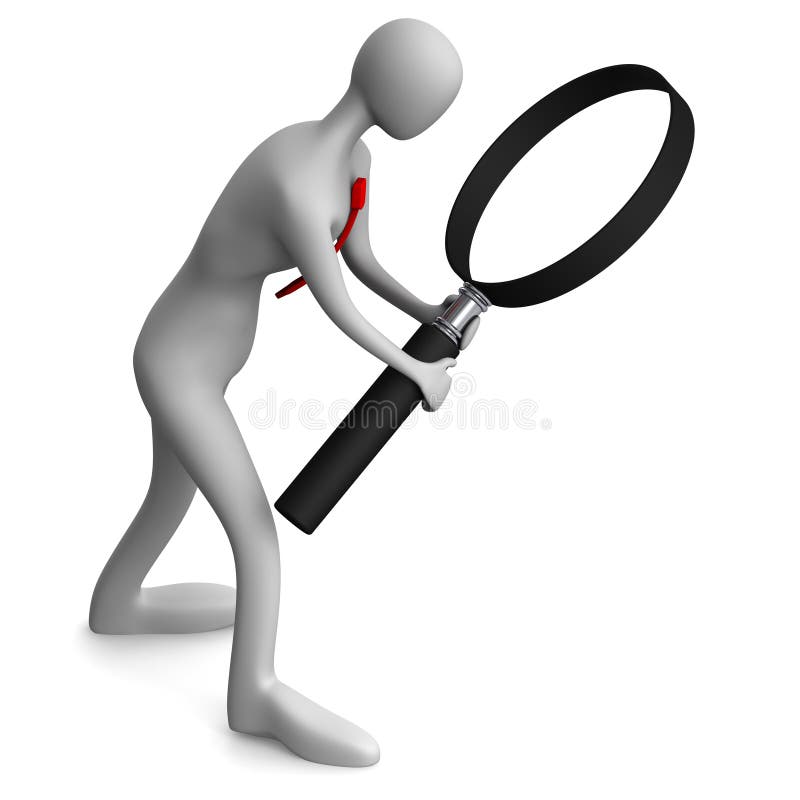 Person holding a magnifier looking for something