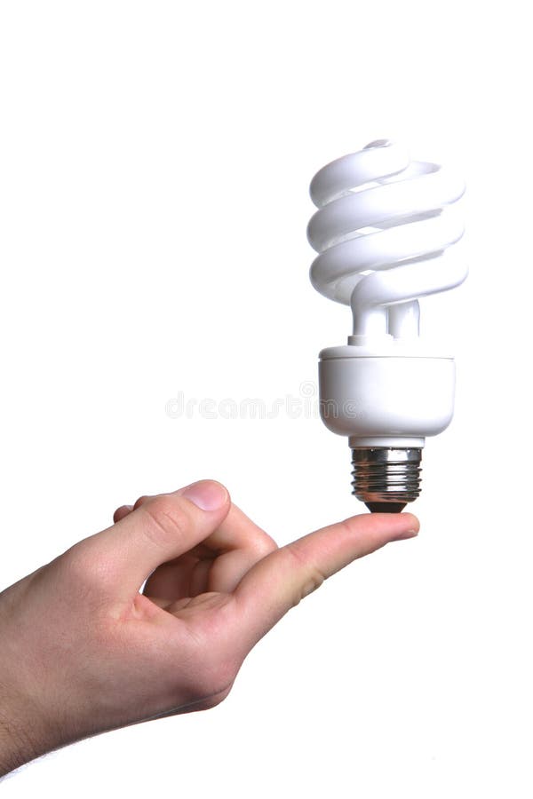 Person holding a modern green light bulb