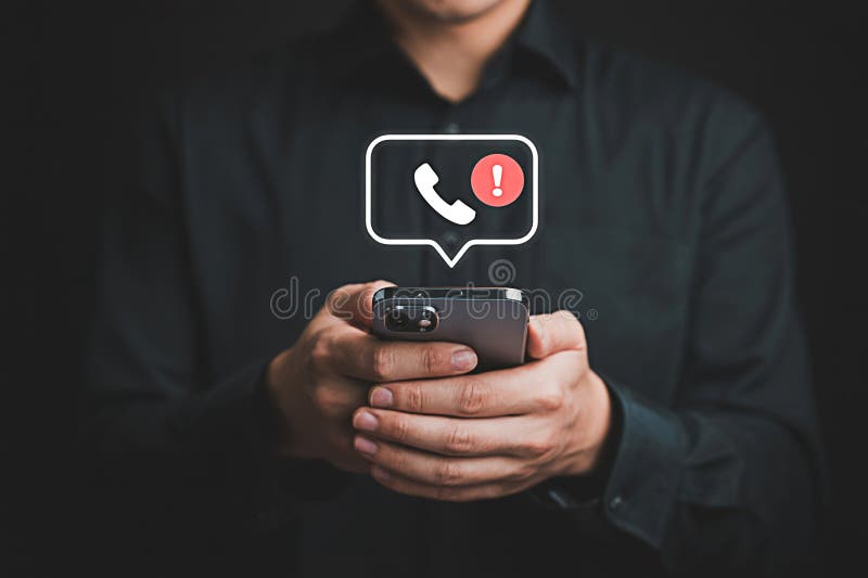 Missed call notification on smartphone concept for mobile phone user and communication technology alert stock illustration