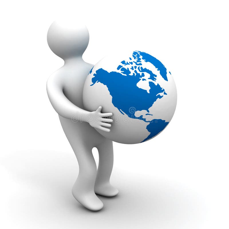 Person holds a globe. Isolated illustrations stock illustration