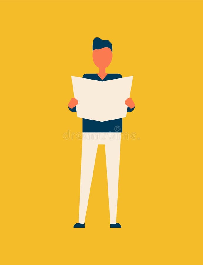 Person Male Reading Newspaper Vector-Illustratie stock illustratie Person Male Reading Newspaper Vector-Illustratie stock illustratie