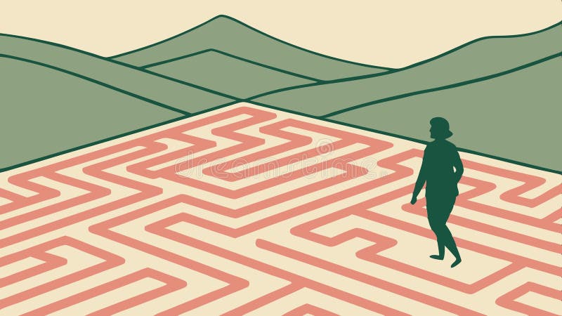 Person in Maze, Puzzle, Problem Solving, Challenge, Abstract, vector design Generative AI royalty free illustration