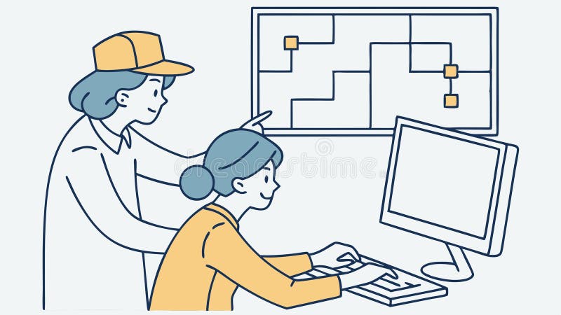 Person Multitasking auf einem Computer Produktivität und effizientes Design von Arbeitsvektoren Generative KI lizenzfreie abbildung