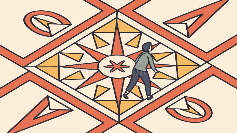 Person navigating intricate maze, symbolizing problem-solving, vector design Generative AI stock illustration