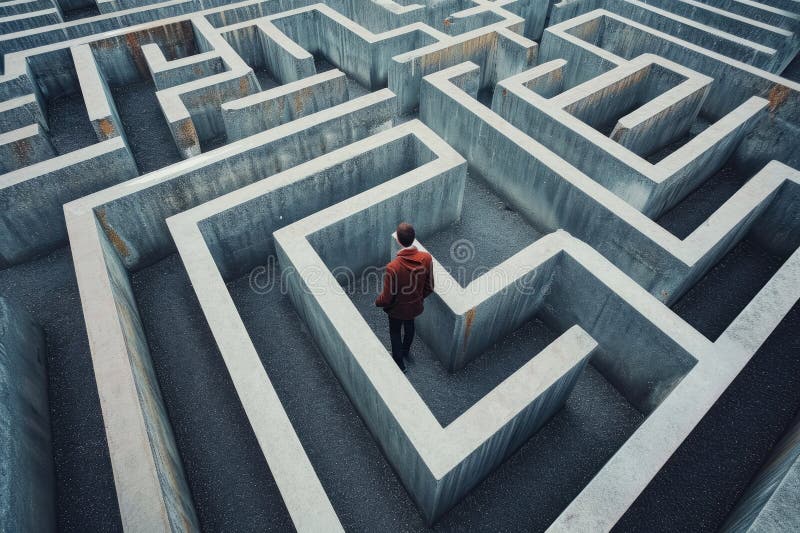 Person Navigating a Maze or Labyrinth, Symbolizing Problem-solving and 