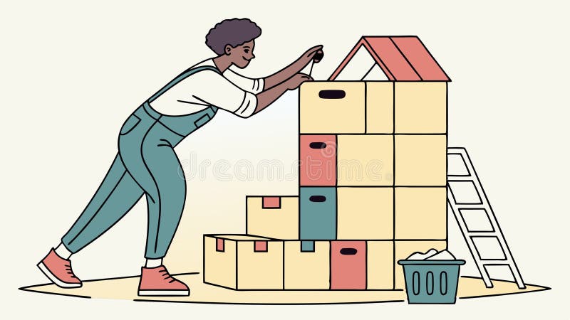 Person Organizing Packages, Warehouse Operations, vector design Generative AI vector illustration