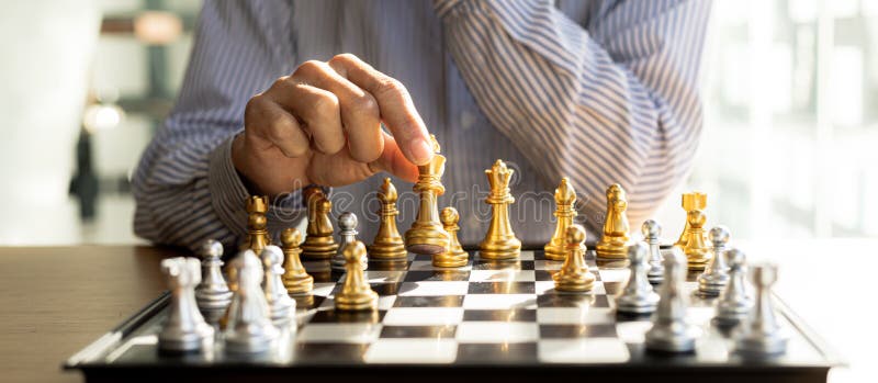 Person Playing Chess Board Game, Business Man Concept Image Holding ...