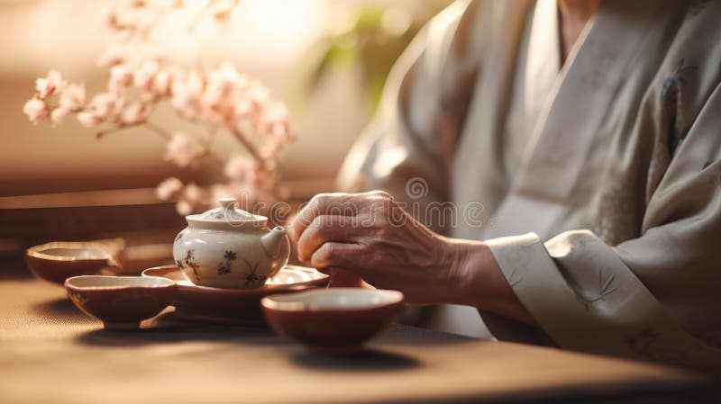A person is pouring tea into a cup, AI