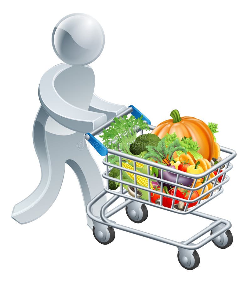 Person Pushing Shopping Trolley Stock