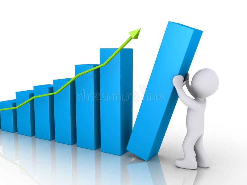 Person putting last column of chart vector illustration