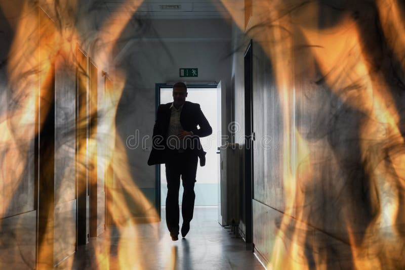 Person Running Fire Escape Route