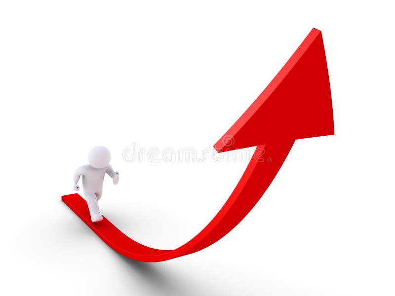 Person is running on a rising graph stock illustration