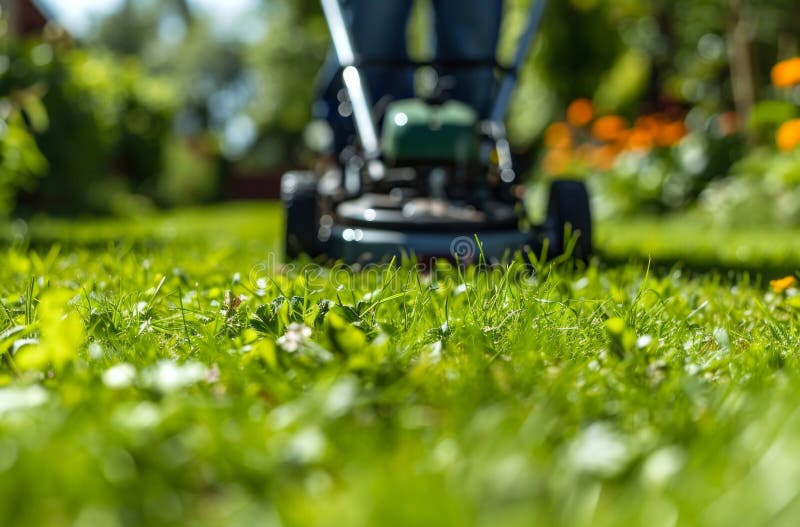 Person S Mowing Lawn of Grass Stock Photo Image of generated, house