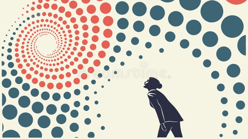 Person Silhouette Abstract Spiral Dots Vortex Concept vector design Generative AI stock illustration