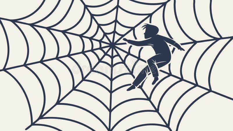 Person in Spider Web Vector Komplexität und Intrapment Concept Vektordesign Generative AI vektor abbildung