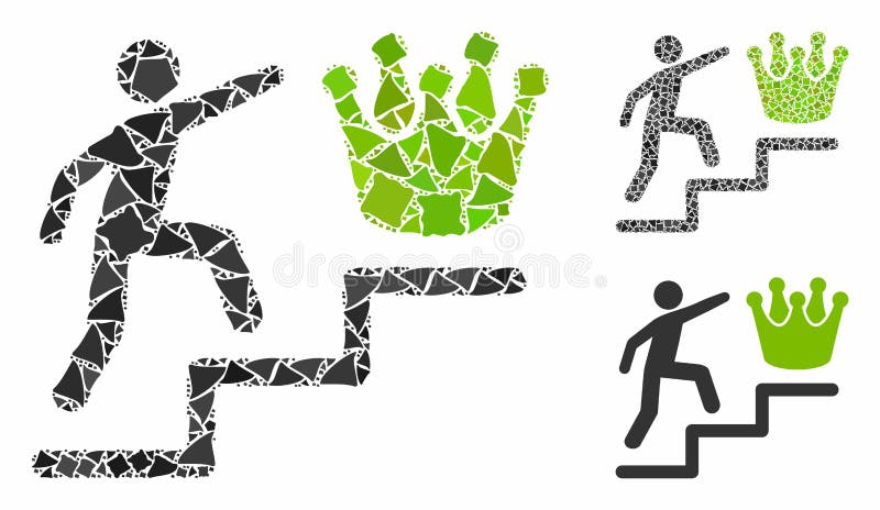 Person steps to crown Mosaic Icon of Tremulant Elements stock illustration