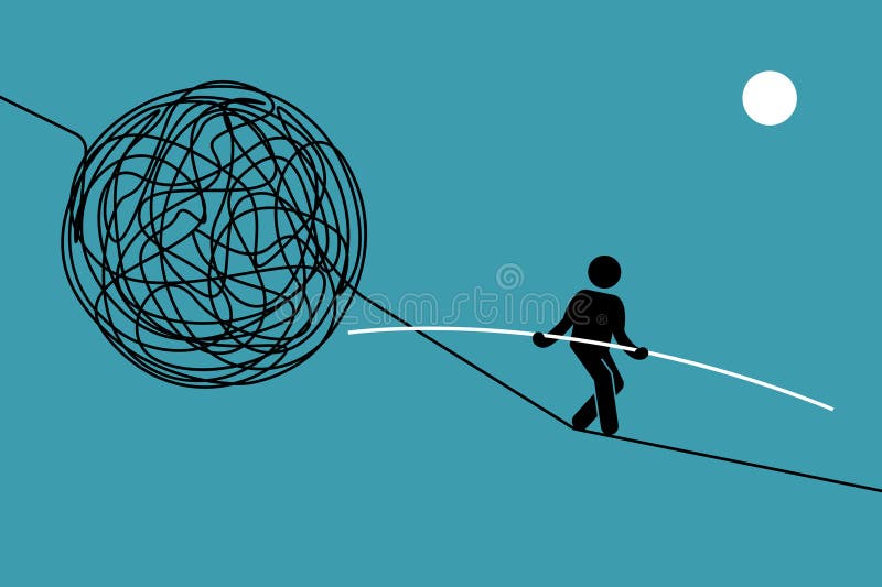 Person Successfully Walk Over a Chaotic and Dangerous Tightrope