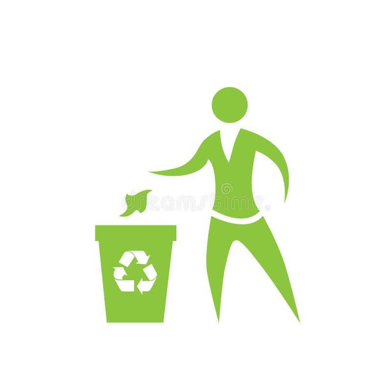 Person Throw Rubbish To Recycle Bin Symbol Vector Stock ...