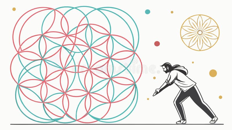 Person Throwing Disc Geometric Vector Illustration, vector design Generative AI royalty free illustration