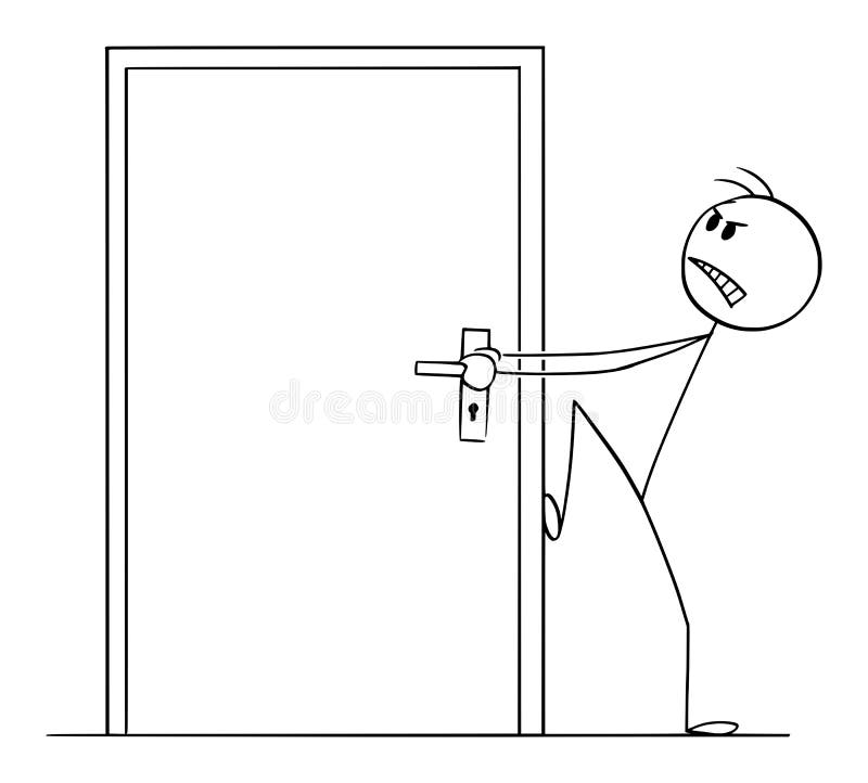 Locked Door, Person Bringing Key, Concept of Problem and Solution