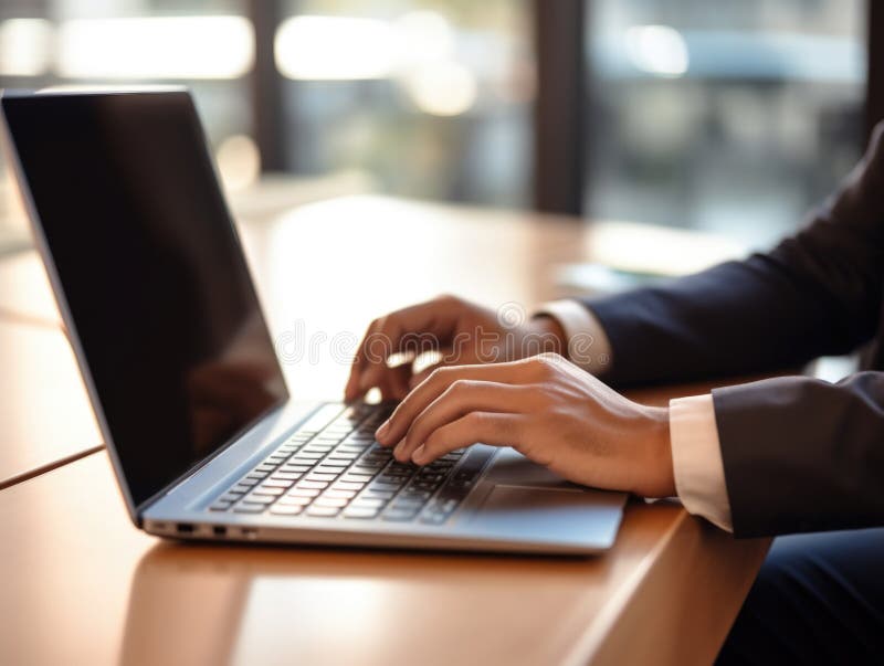 Person typing on a laptop. Concept of modern business work royalty free illustration