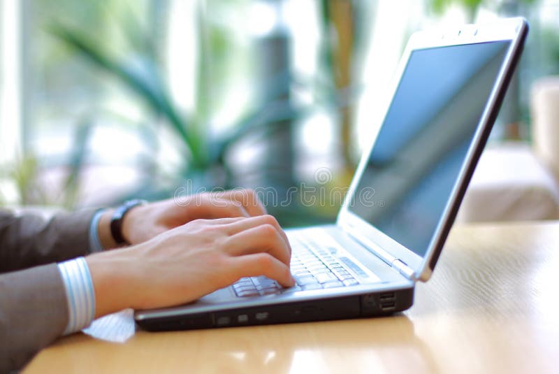 Person Typing On A Modern Laptop Stock Photo - Image of 