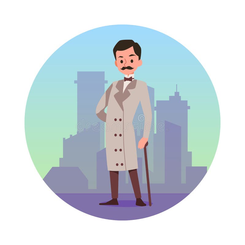 The victorian english aristocrat a flat cartoon isolated vector illustration. The person of victorian english aristocrat. A gallant gentleman in an elegant frock stock illustration The victorian english aristocrat a flat cartoon isolated vector illustration. The person of victorian english aristocrat. A gallant gentleman in an elegant frock stock illustration