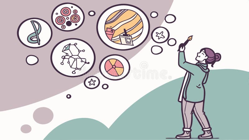 Person viewing abstract geometric shapes vector design Generative AI royalty free illustration