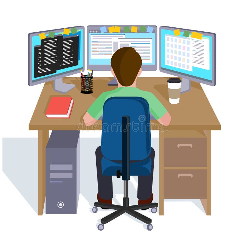 Person working at the computer. royalty free illustration