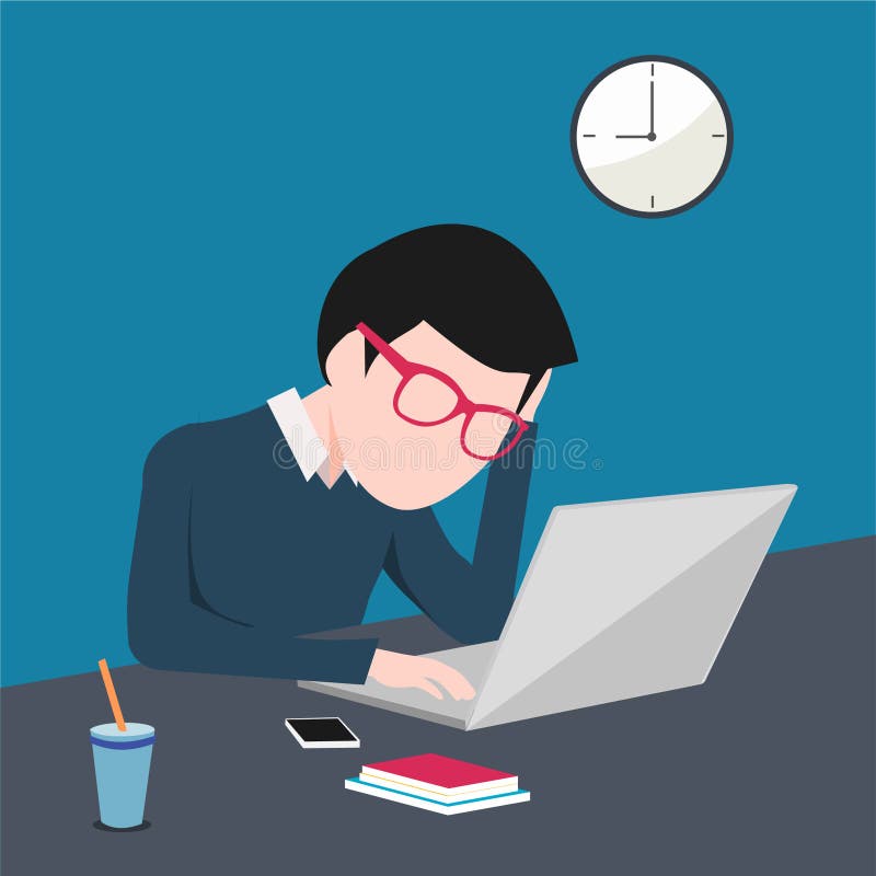 Person working stress on a computer stock illustration