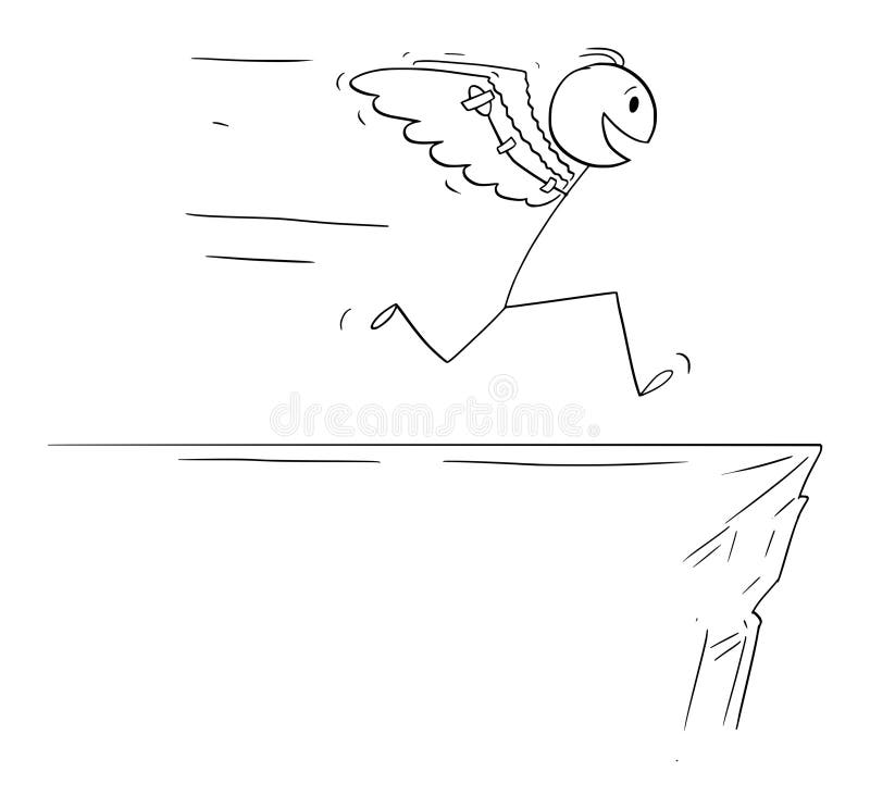 Persona con alas quiere volar la ilustración de vectores de dibujos animados ilustración del vector
