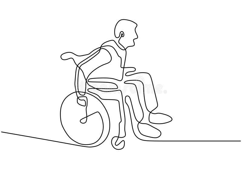 Persona con disabilità su una linea su sedia a rotelle I vettoriali con ferite e gambe rotte hanno bisogno di assistenza medica D illustrazione di stock
