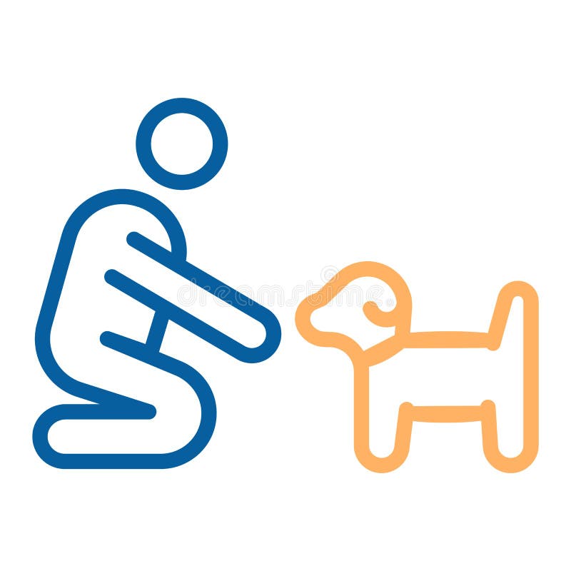 Persona con la piccola icona del cucciolo o del cane Illustrazione al tratto sottile di vettore Può misura i concetti differenti illustrazione di stock Persona con la piccola icona del cucciolo o del cane Illustrazione al tratto sottile di vettore Può misura i concetti differenti illustrazione di stock