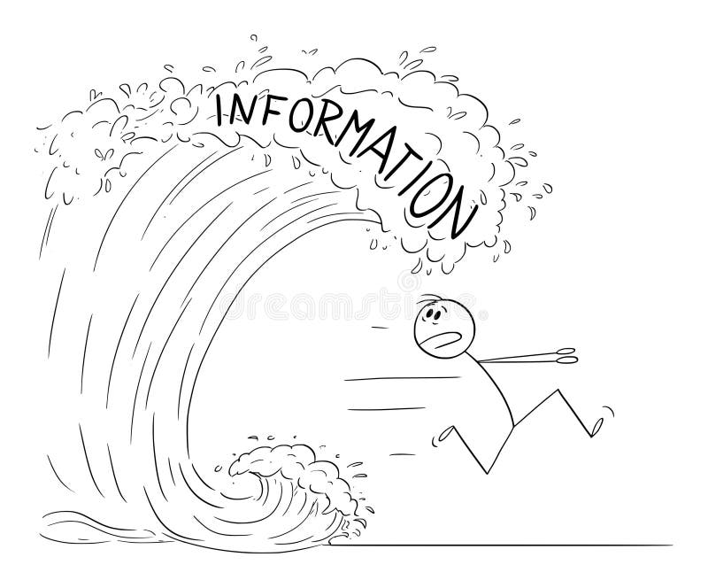 Persona huyendo de la onda de información vectorial cartoon stick ilustración stock de ilustración