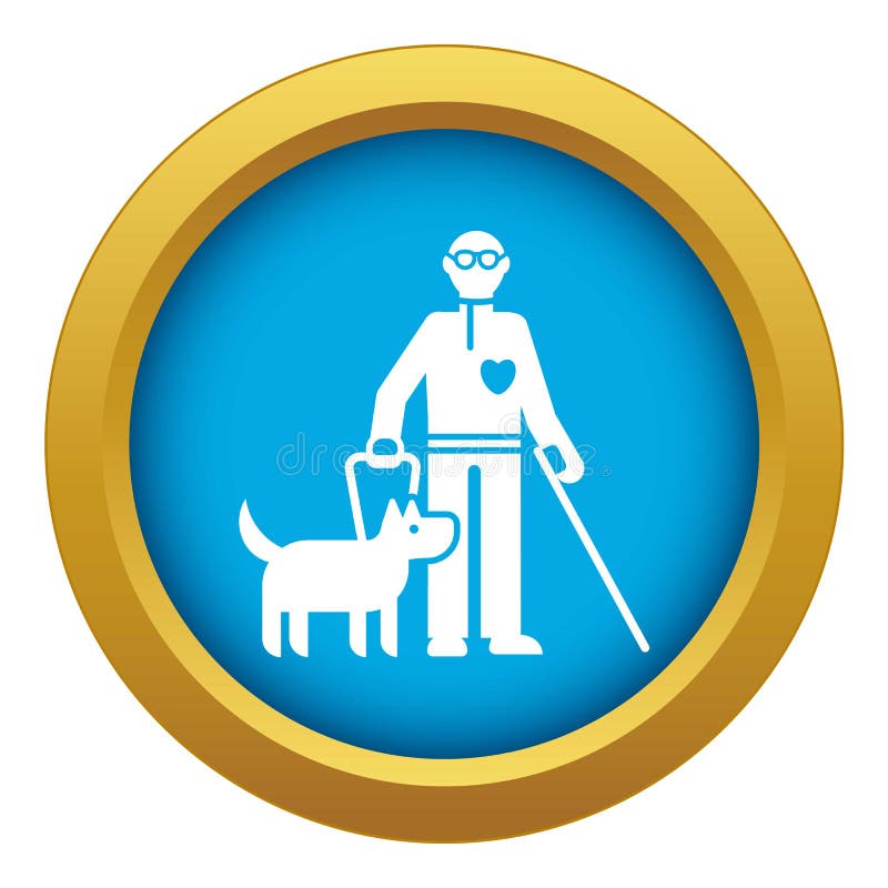 Persona inválida con vector azul del icono del perro aislada stock de ilustración Persona inválida con vector azul del icono del perro aislada stock de ilustración