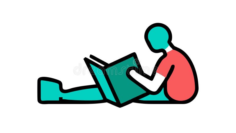 Persona leyendo libro de relajación hobby diseño vectorial de iconos Generación IA libre illustration