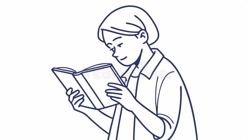 Persona leyendo un dibujo de libro diseño vector IA generativa stock de ilustración