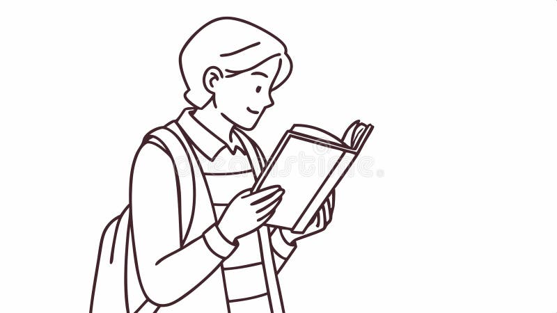 Persona leyendo un diseño vectorial de ilustración de libro abierto AI generativa stock de ilustración