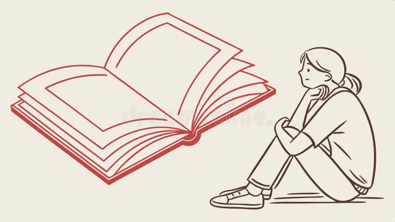 Persona leyendo un libro disfrutando del diseño del vector de la escena natural IA generativa ilustración del vector